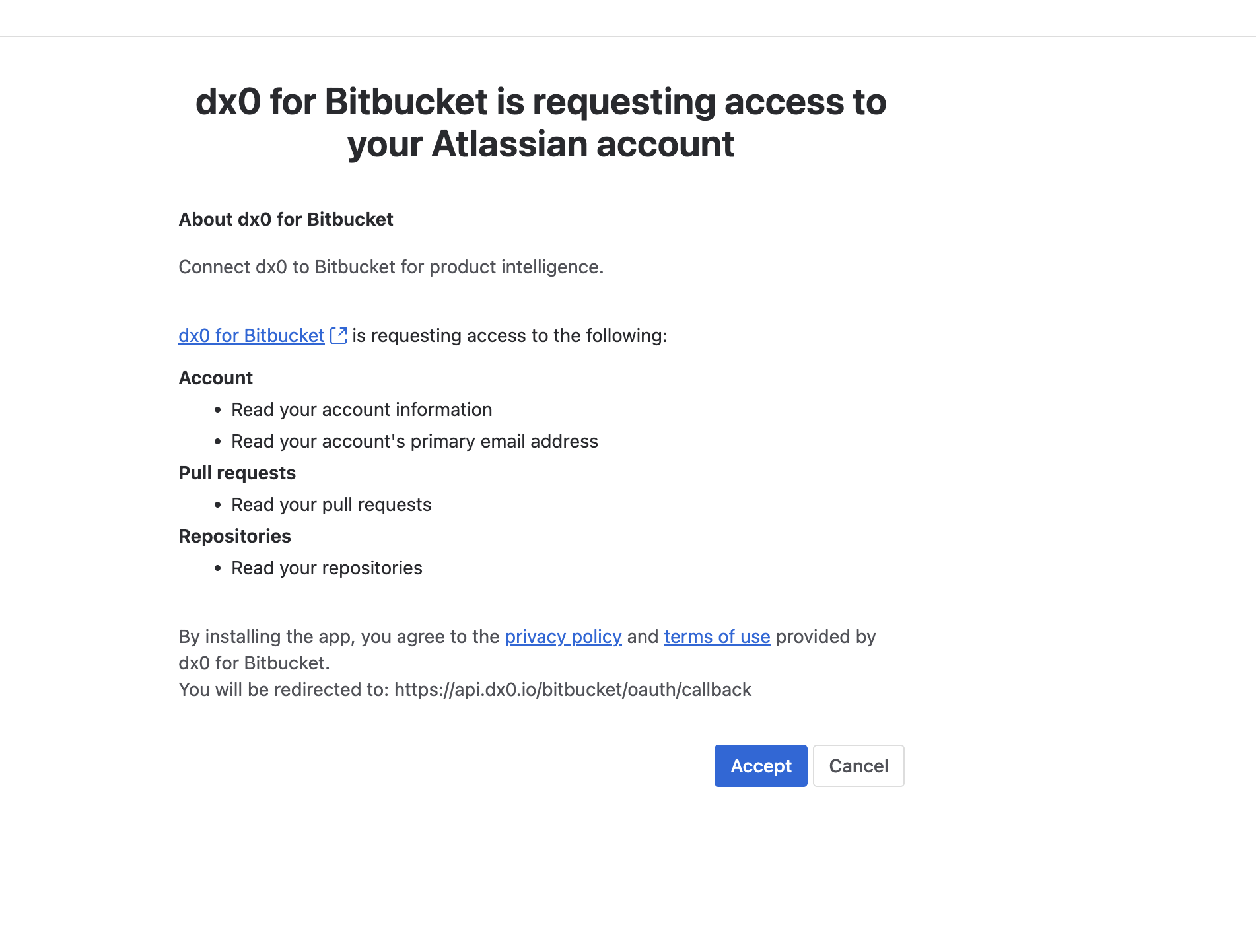 A connected Bitbucket account