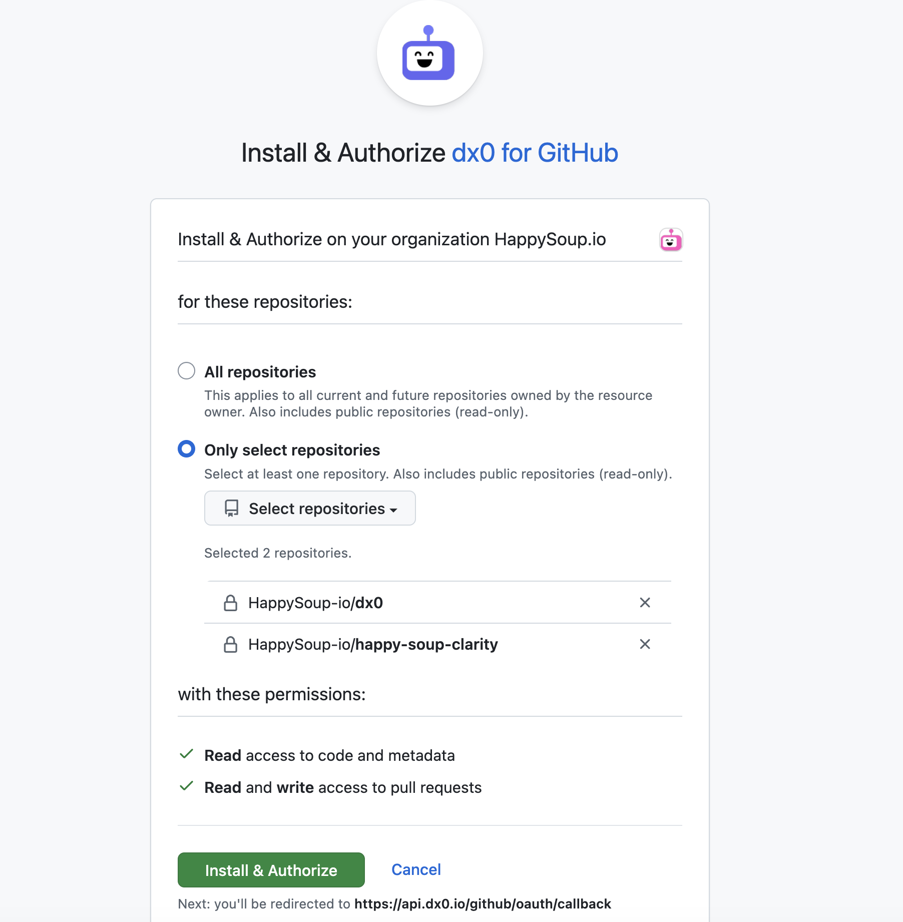 A connected GitHub organization