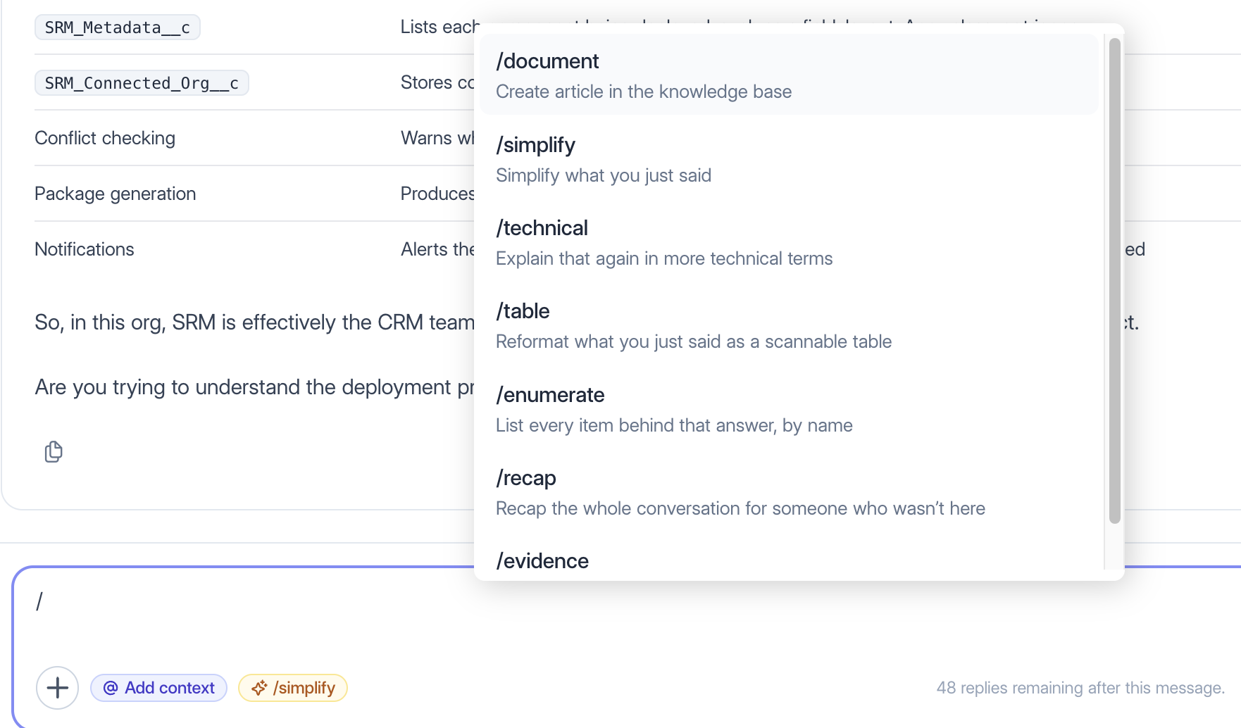 Slash commands in the composer
