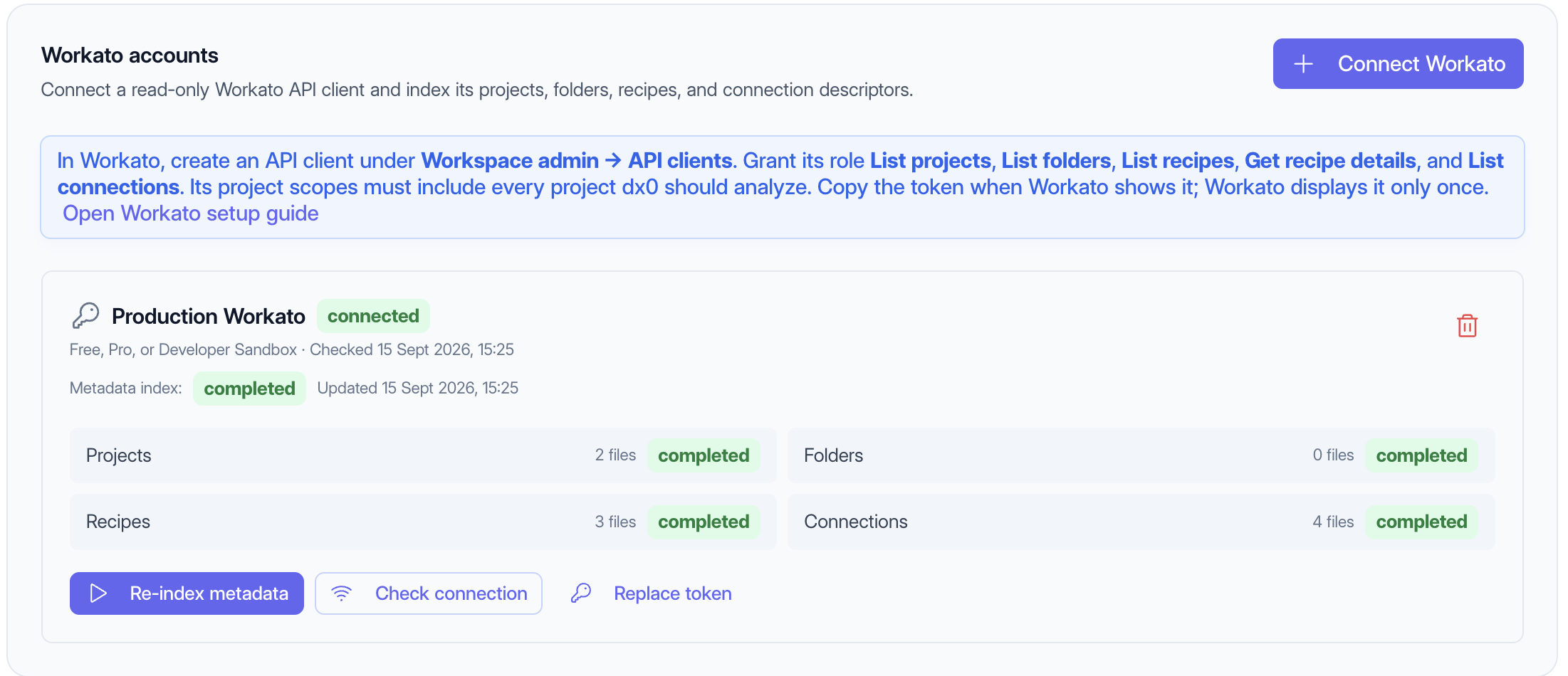 Workato indexing progress