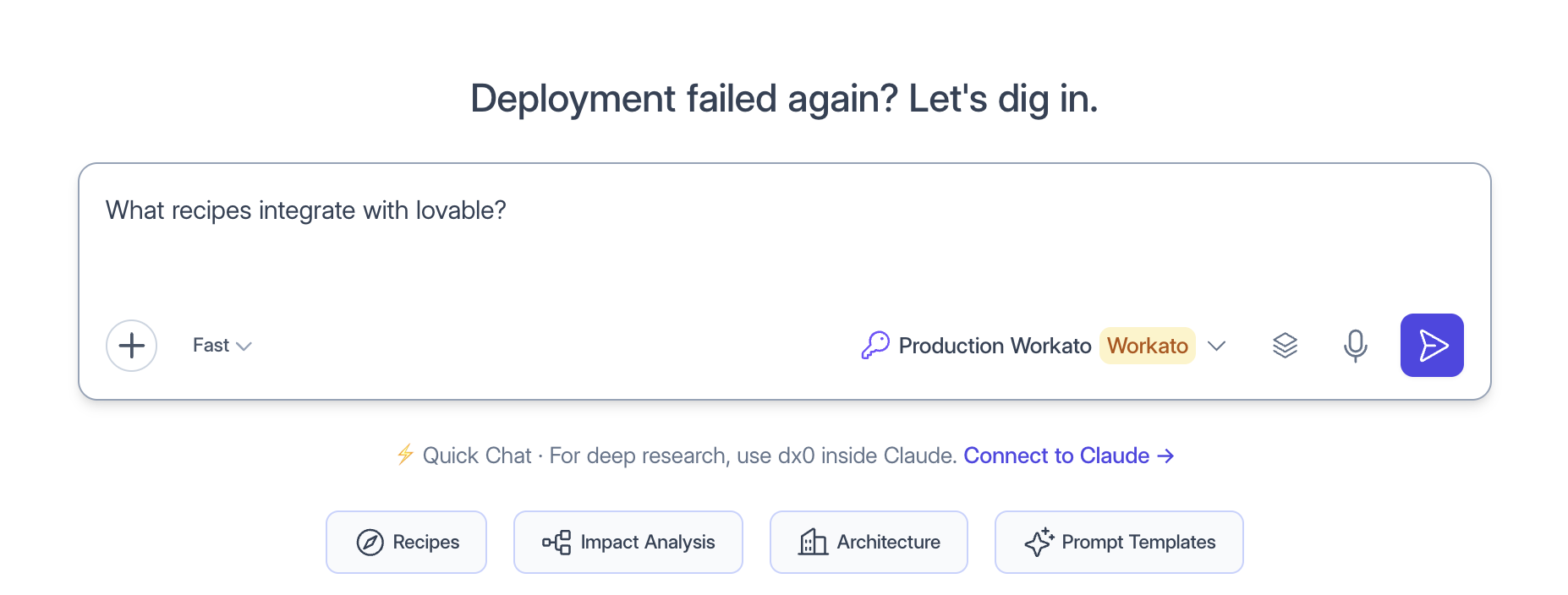 Asking about Workato recipes in Quick Chat